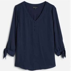 Fortune + Ivy Collin‎ Mixed Material Blouse Navy L STITCH FIX NWT